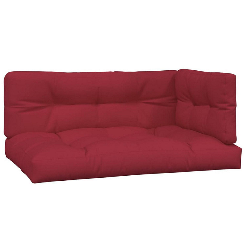 vidaXL Pallet Cushions 3 pcs Wine Red Fabric Image