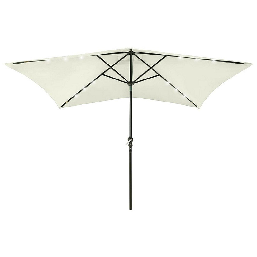 vidaXL Parasol with LEDs and Steel Pole Sand 6.6'x9.8' Image