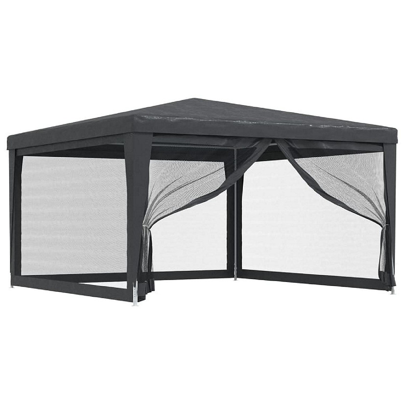 vidaXL Party Tent with 4 Mesh Sidewalls Anthracite 13.1'x13.1' HDPE Image