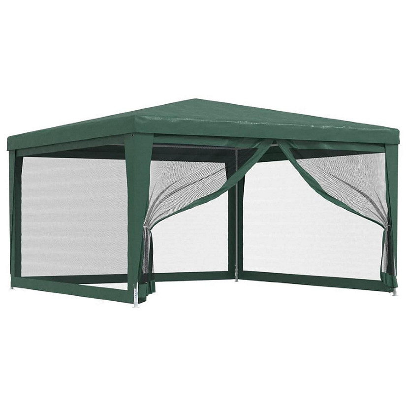 vidaXL Party Tent with 4 Mesh Sidewalls Green 13.1'x13.1' HDPE Image