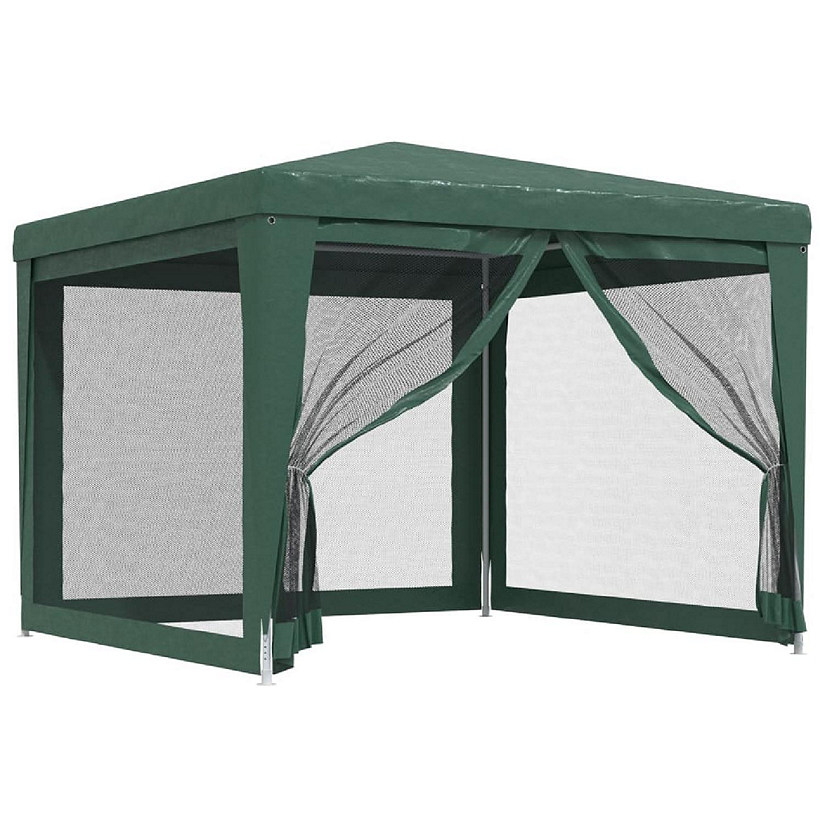 vidaXL Party Tent with 4 Mesh Sidewalls Green 9.8'x9.8' HDPE Image