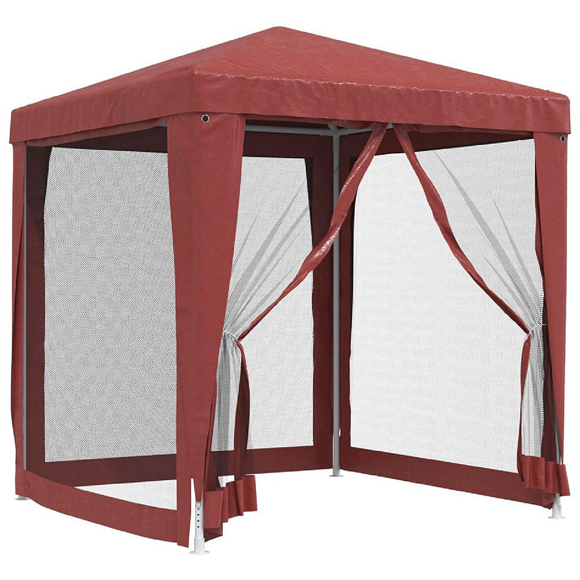 vidaXL Party Tent with 4 Mesh Sidewalls Red 6.6'x6.6' HDPE Image