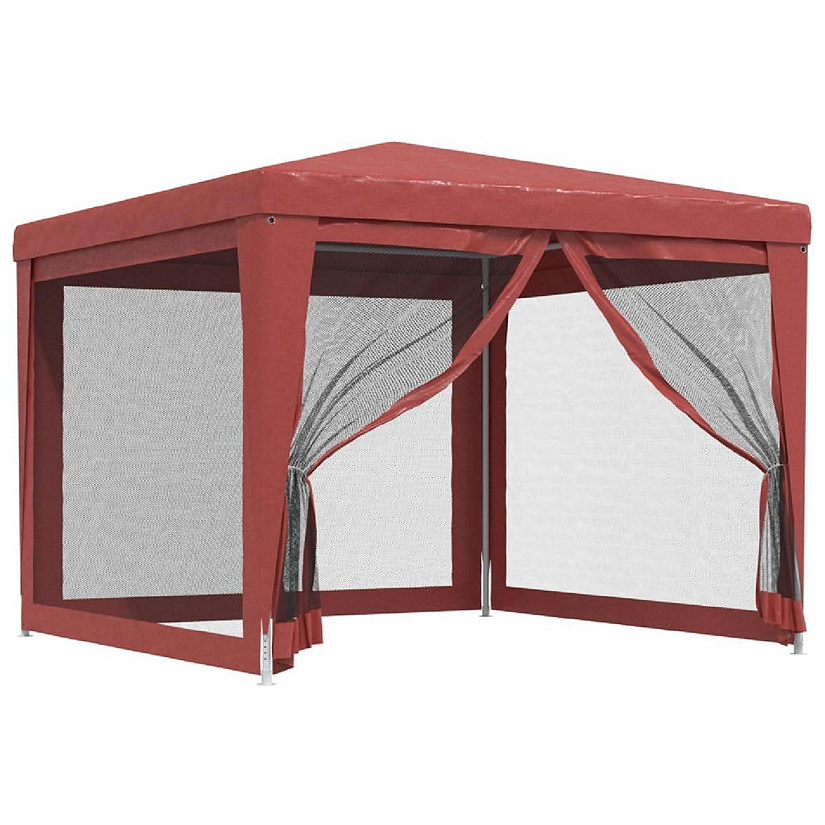 vidaXL Party Tent with 4 Mesh Sidewalls Red 9.8'x9.8' HDPE Image