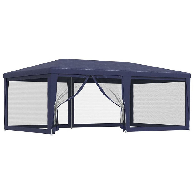 vidaXL Party Tent with 6 Mesh Sidewalls Blue 19.7'x13.1' HDPE Image