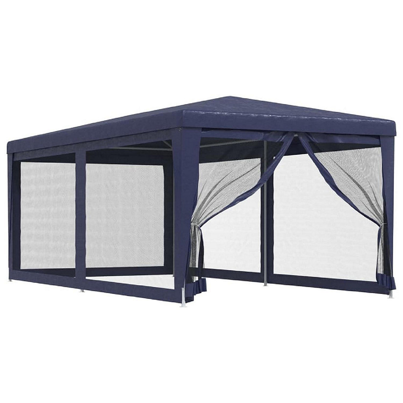 vidaXL Party Tent with 6 Mesh Sidewalls Blue 9.8'x19.7' HDPE Image