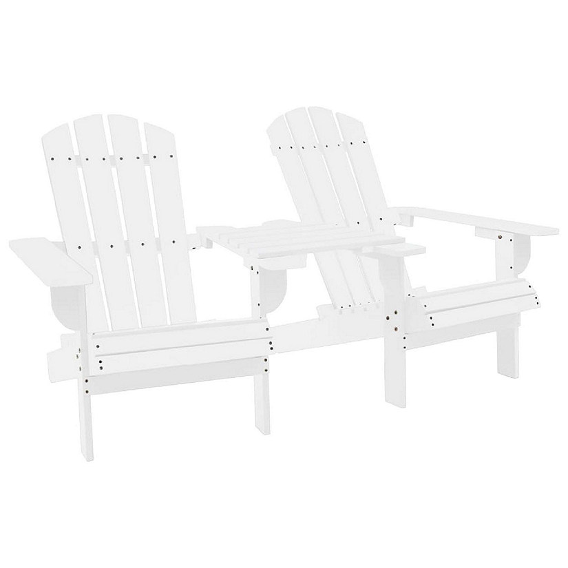 vidaXL Patio Adirondack Chairs with Tea Table Solid Wood Fir White Image
