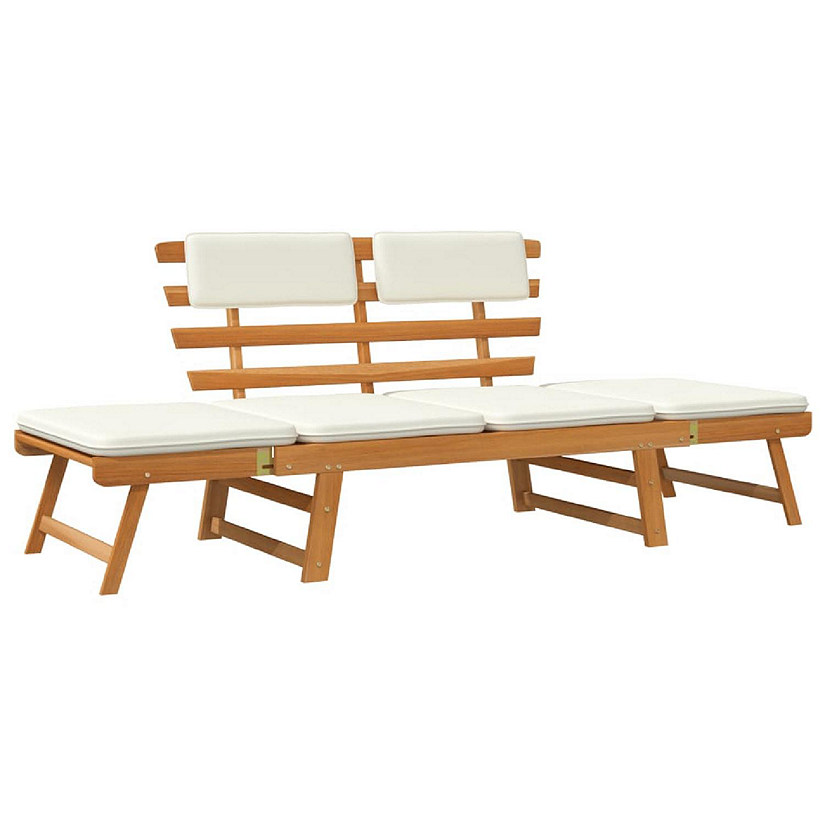 vidaXL Patio Bench with Cushions 2-in-1 74.8" Solid Acacia Wood Image