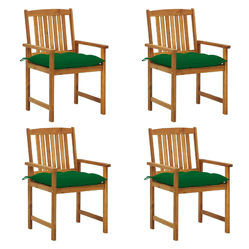 vidaXL Patio Camping Chairs with Cushions 4 pcs Solid Acacia Wood Image