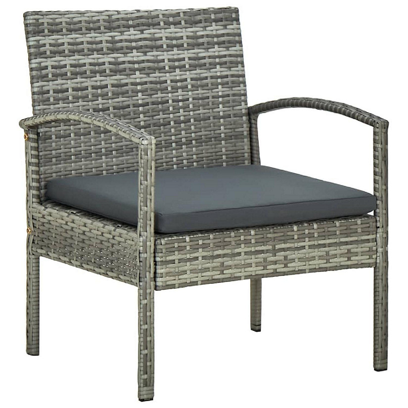 vidaXL Patio Chair with Cushion Poly Rattan Gray Image