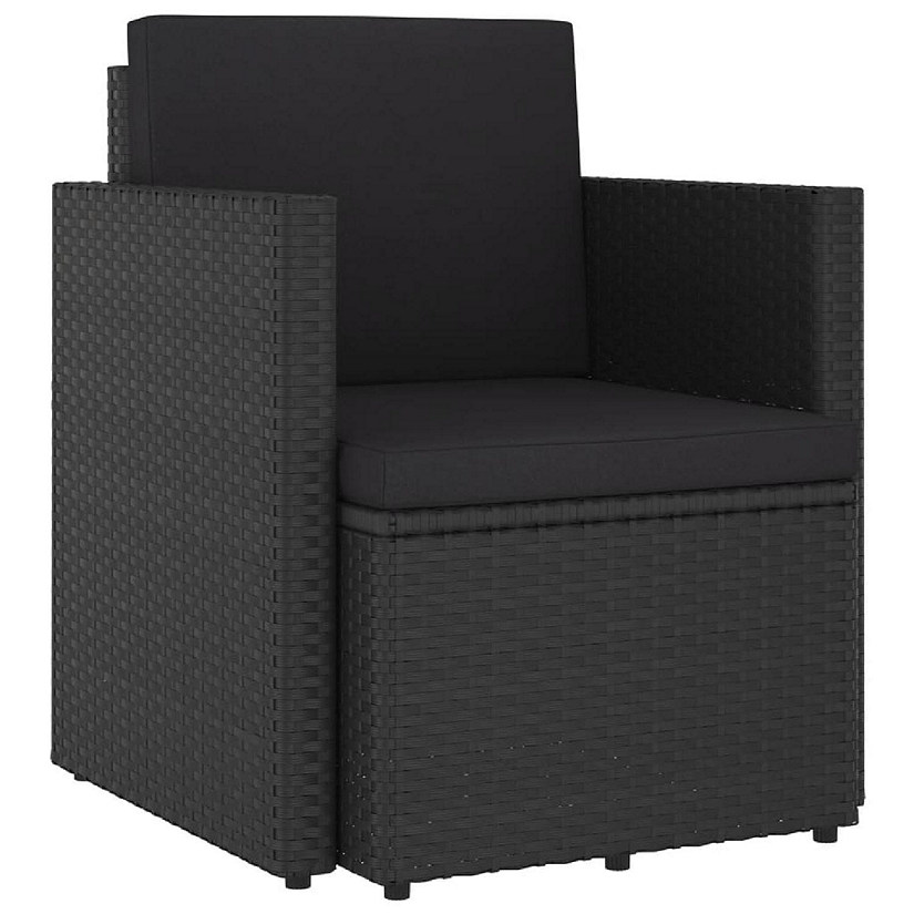 vidaXL Patio Chair with Cushions Poly Rattan Black Image