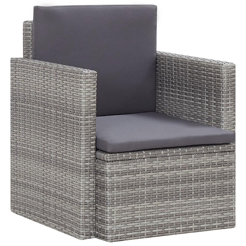 vidaXL Patio Chair with Cushions Poly Rattan Gray Image