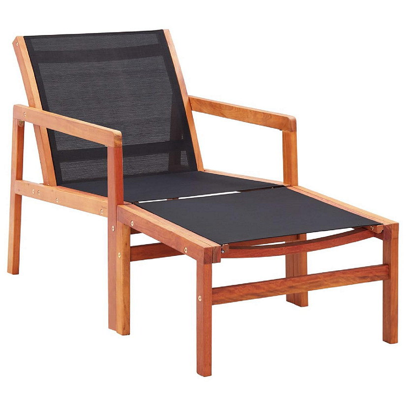 vidaXL Patio Chair with Footrest Solid Wood Eucalyptus and Textilene Image