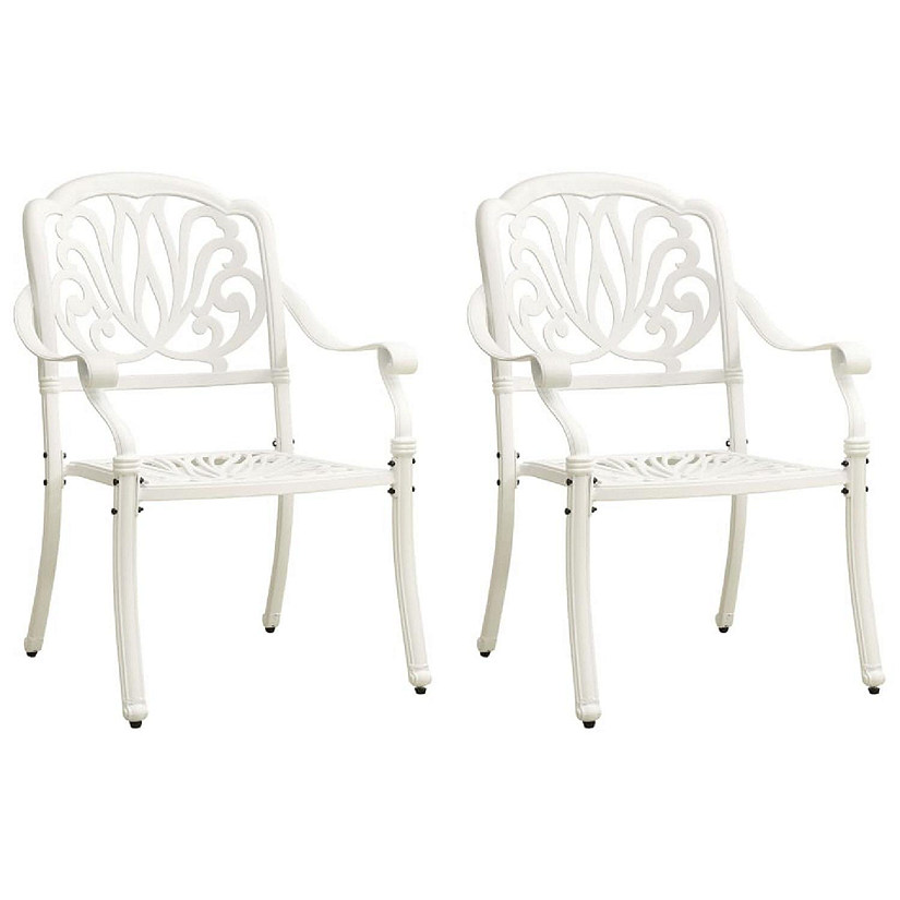 vidaXL Patio Chairs 2 pcs Cast Aluminum White Image