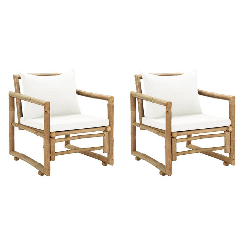 vidaXL Patio Chairs 2 pcs with Cushions and Pillows Bamboo Image