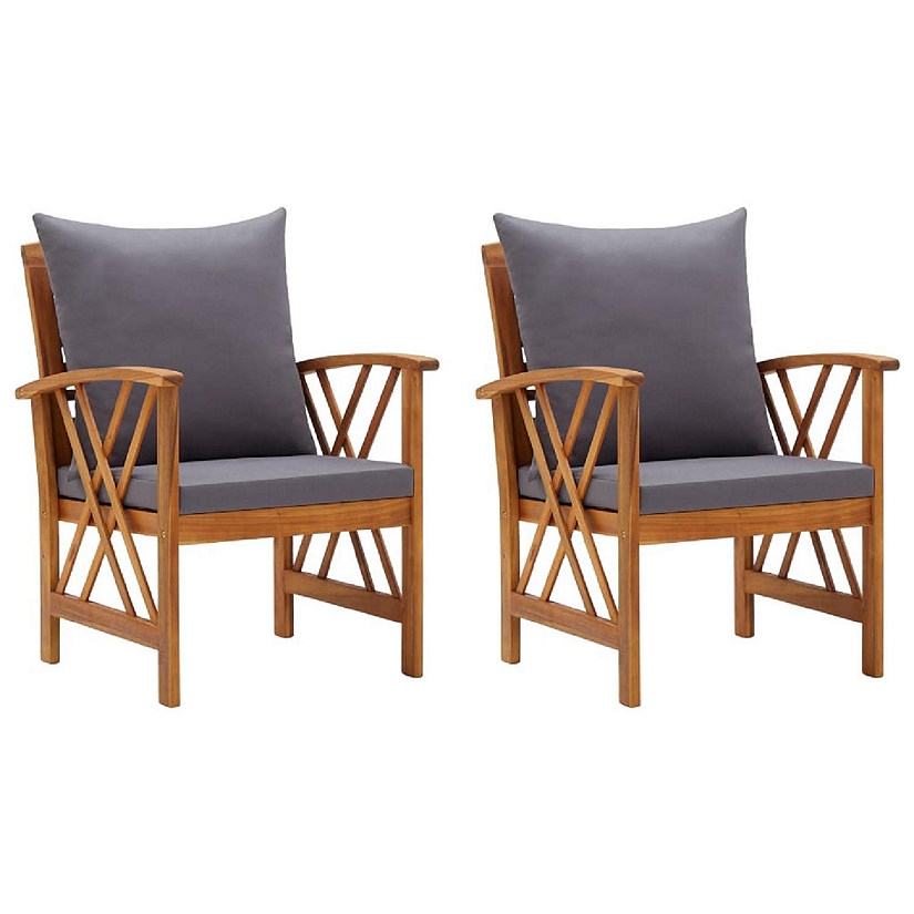 vidaXL Patio Chairs with Cushions 2 pcs Solid Acacia Wood Image
