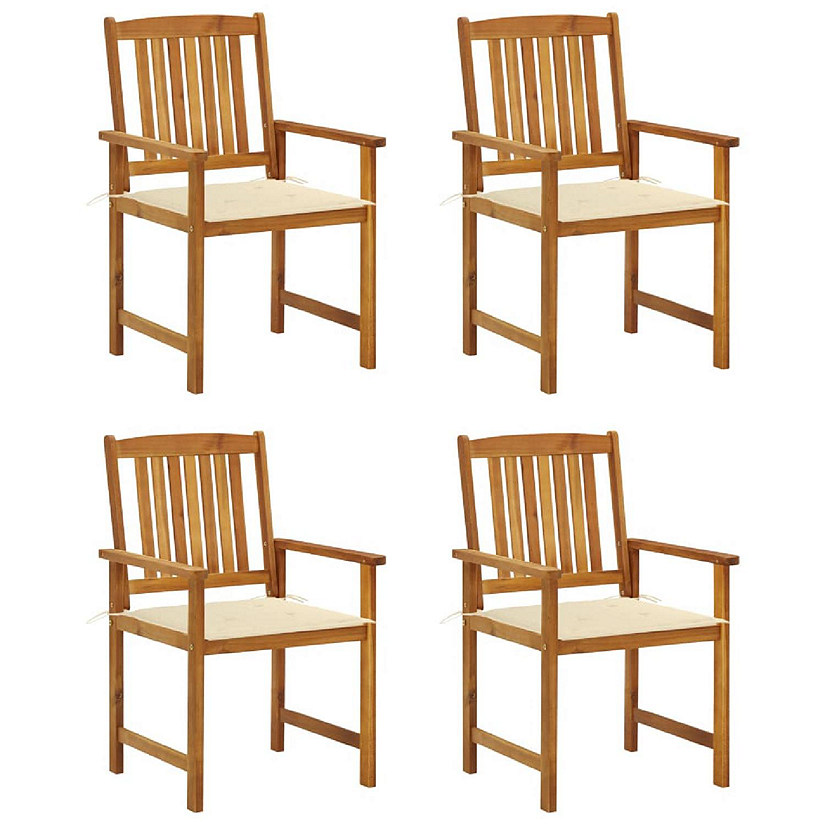 vidaXL Patio Chairs with Cushions 4 pcs Solid Acacia Wood Cream Image