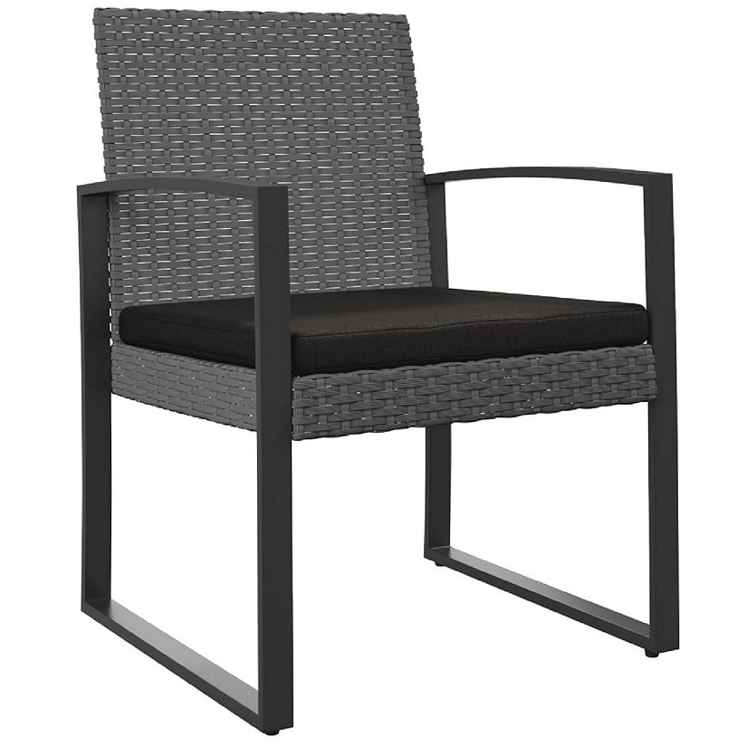 vidaXL Patio Dining Chairs 2 pcs Dark Gray PP Rattan Image