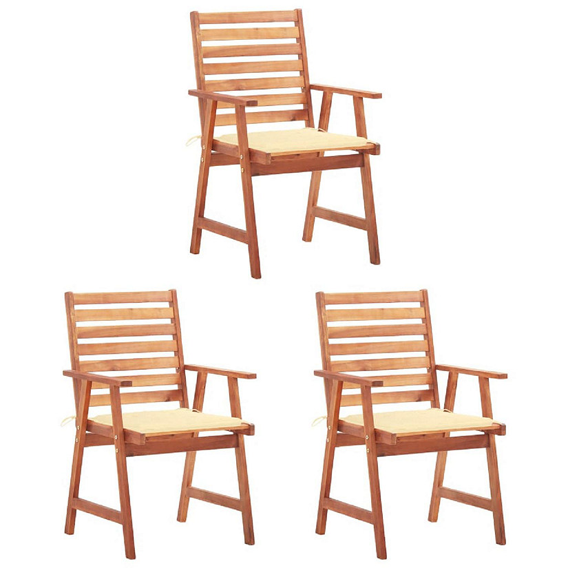 vidaXL Patio Dining Chairs 3 pcs with Cushions Solid Acacia Wood Image