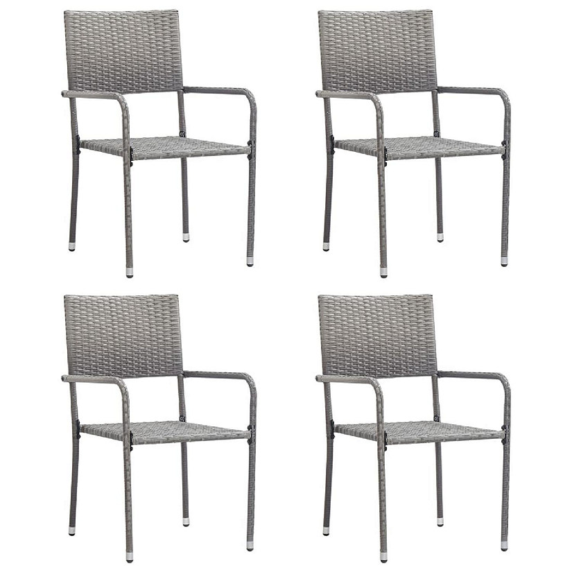 vidaXL Patio Dining Chairs 4 pcs Poly Rattan Anthracite Image