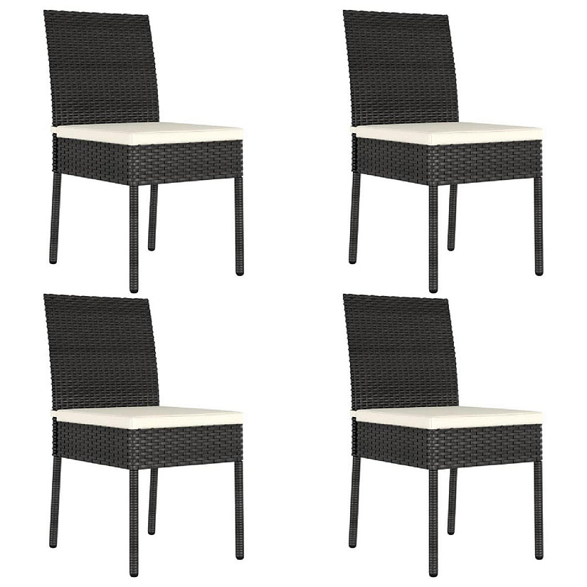 vidaXL Patio Dining Chairs 4 pcs Poly Rattan Black Image