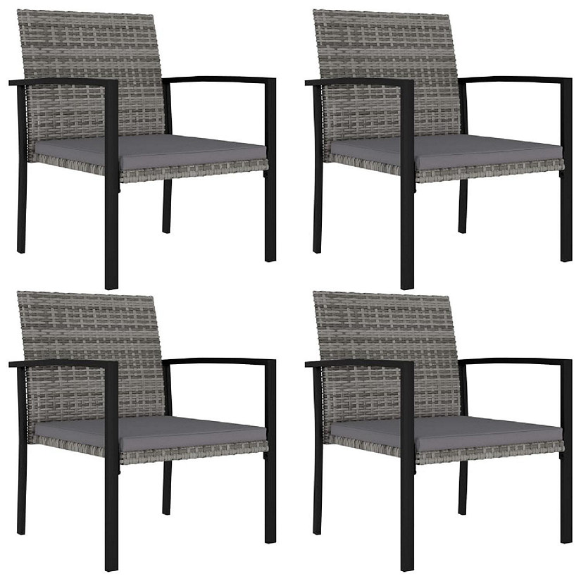 vidaXL Patio Dining Chairs 4 pcs Poly Rattan Gray Image