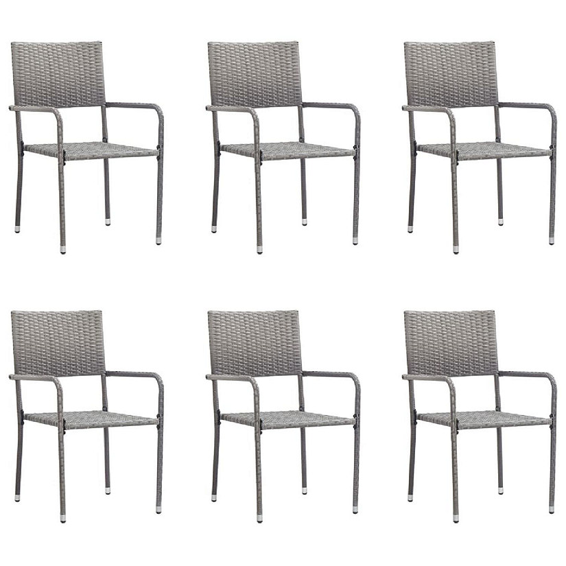 vidaXL Patio Dining Chairs 6 pcs Poly Rattan Anthracite Image
