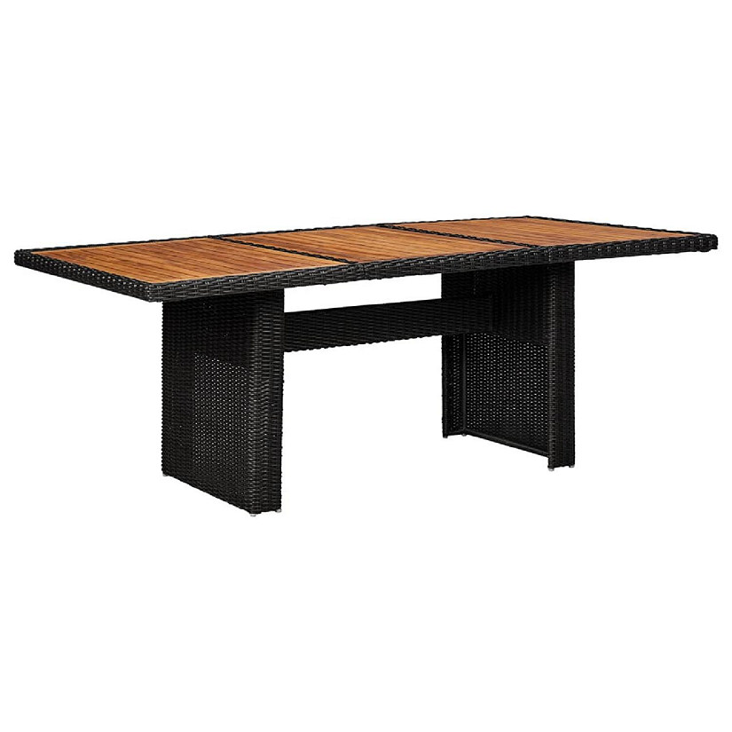vidaXL Patio Dining Table Black 78.7"x39.4"x29.1" Poly Rattan Image