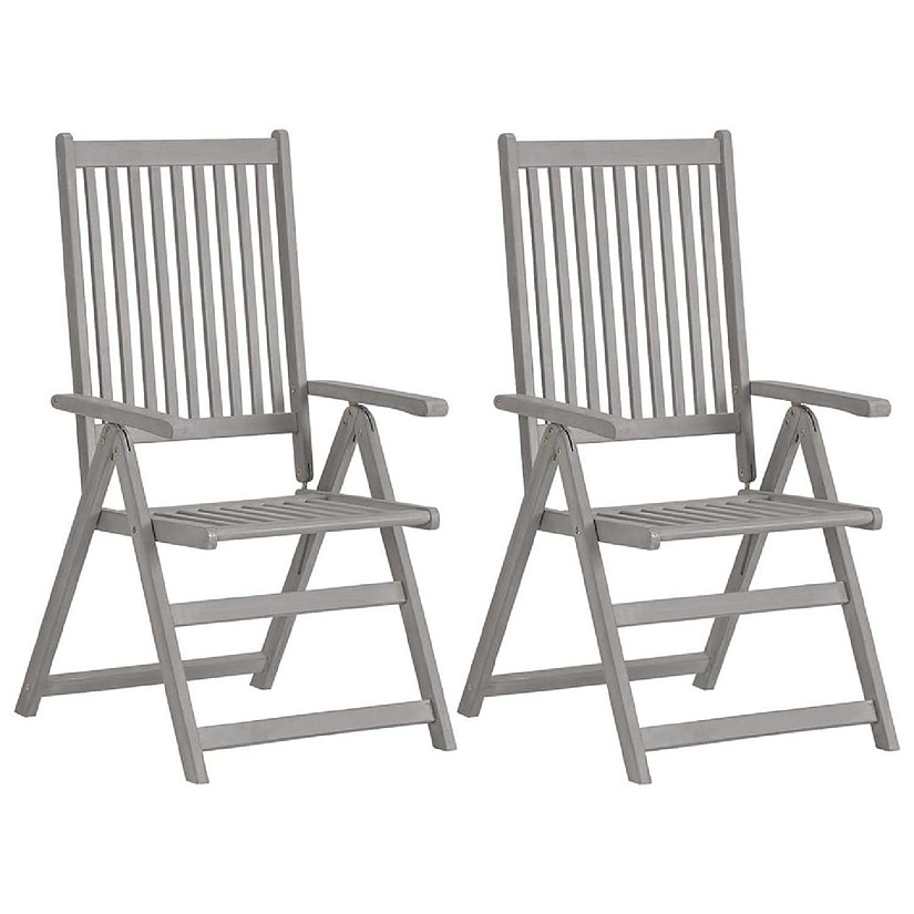 vidaXL Patio Reclining Chairs 2 pcs Gray Solid Acacia Wood Image