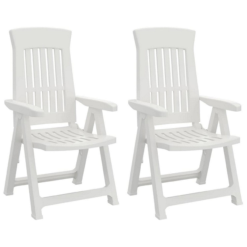vidaXL Patio Reclining Chairs 2 pcs White PP Image