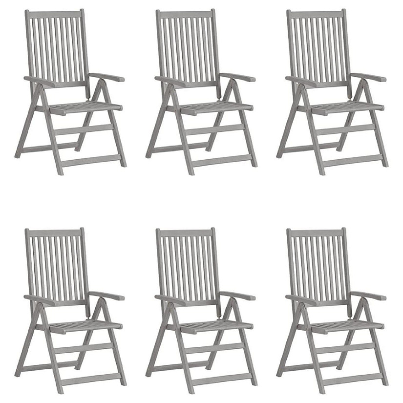 vidaXL Patio Reclining Chairs 6 pcs Gray Solid Acacia Wood Image