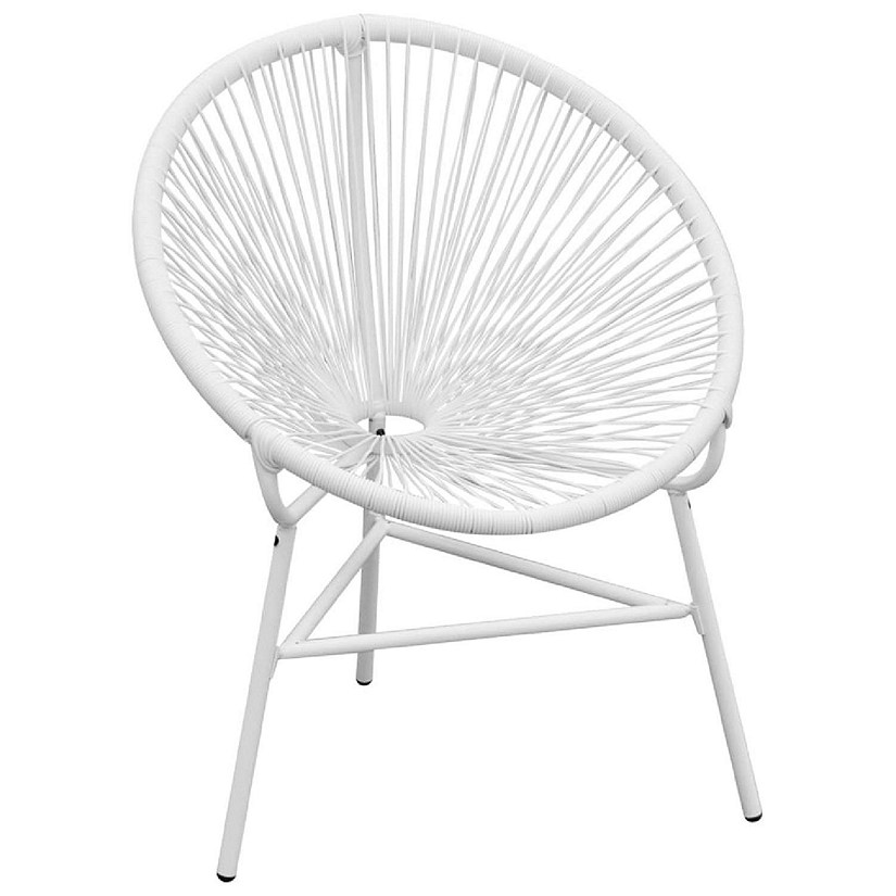 vidaXL Patio String Moon Chair Poly Rattan White Image