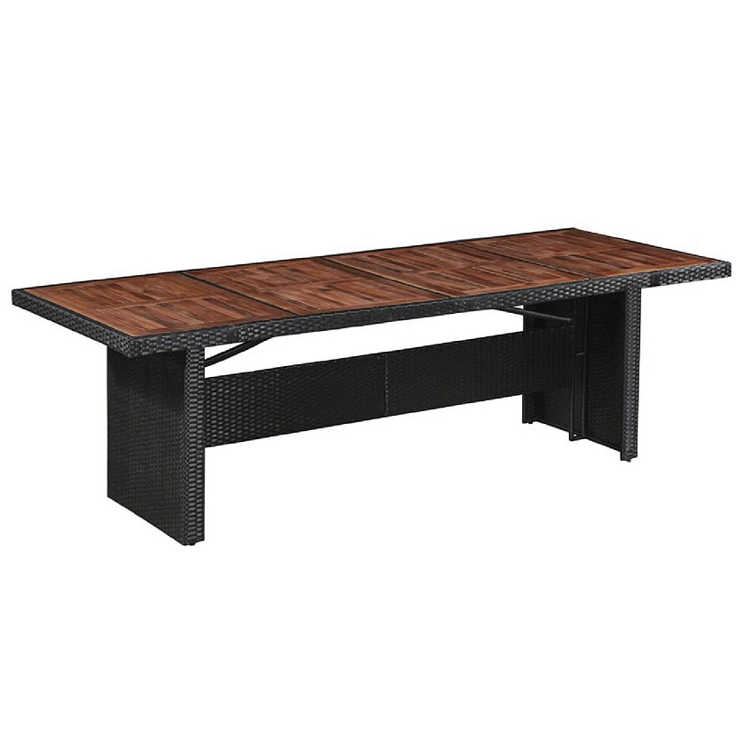 vidaXL Patio Table 94.5"x35.4"x29.1" Poly Rattan and Solid Acacia Wood Image