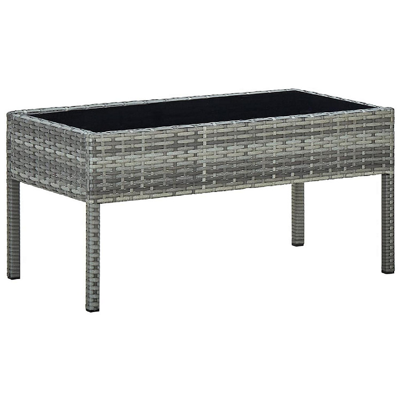 vidaXL Patio Table Gray 29.5"x15.7"x14.6" Poly Rattan Image