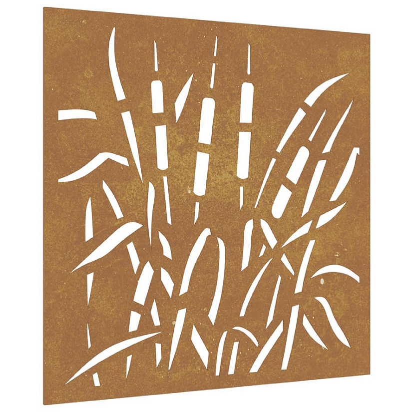 vidaXL Patio Wall Decoration 21.7"x21.7" Corten Steel Grass Design Image