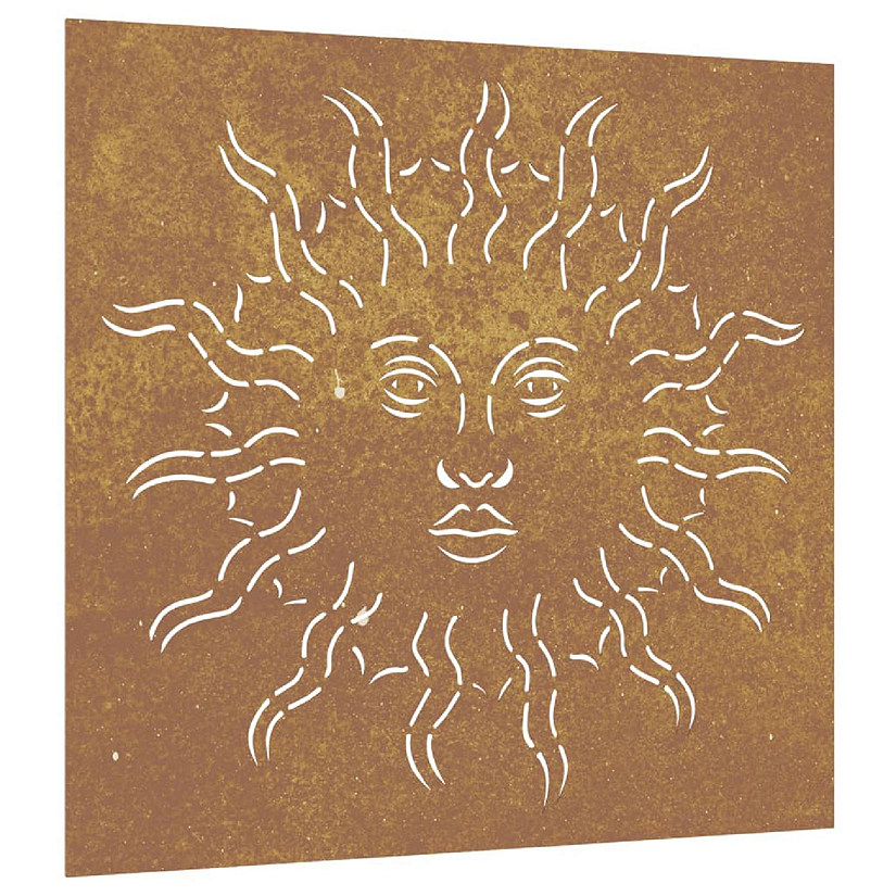 vidaXL Patio Wall Decoration 21.7"x21.7" Corten Steel Sun Design Image