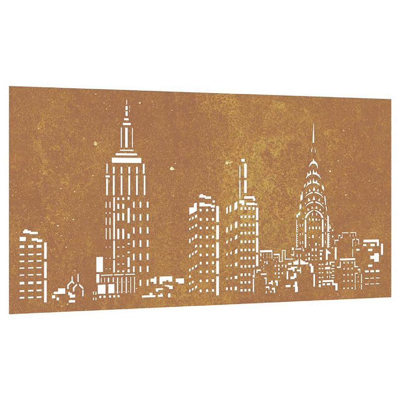 vidaXL Patio Wall Decoration 41.3"x21.7" Corten Steel Skyline Design Image