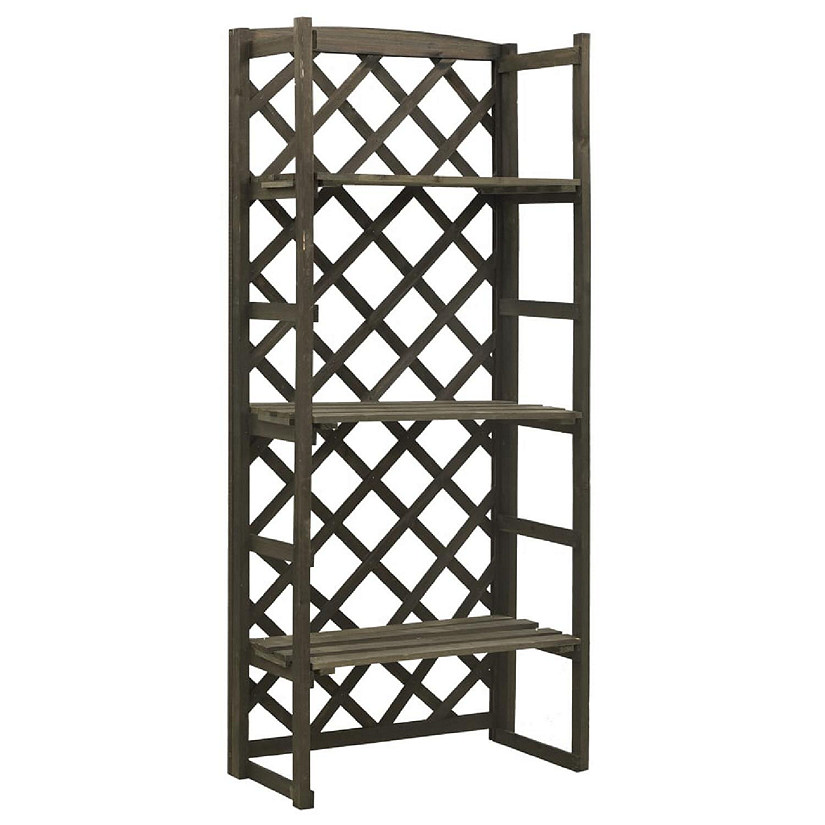 vidaXL Plant Stand with Trellis Gray 23.6"x11.8"x55.1" Solid Firwood Image