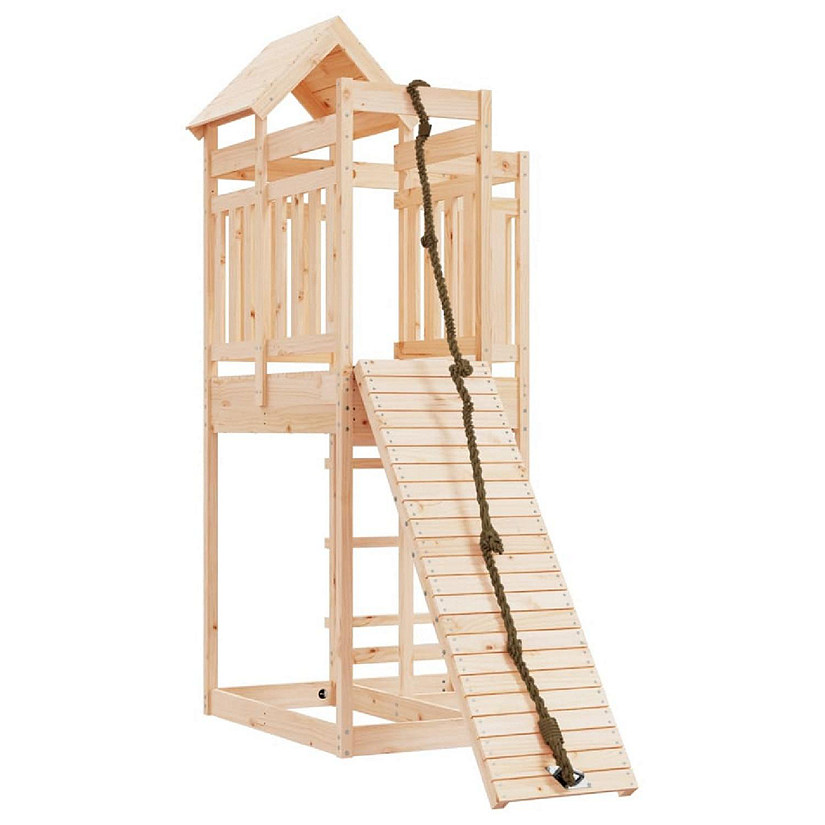 vidaXL Playhouse with Climbing Wall Solid Wood Pine Image