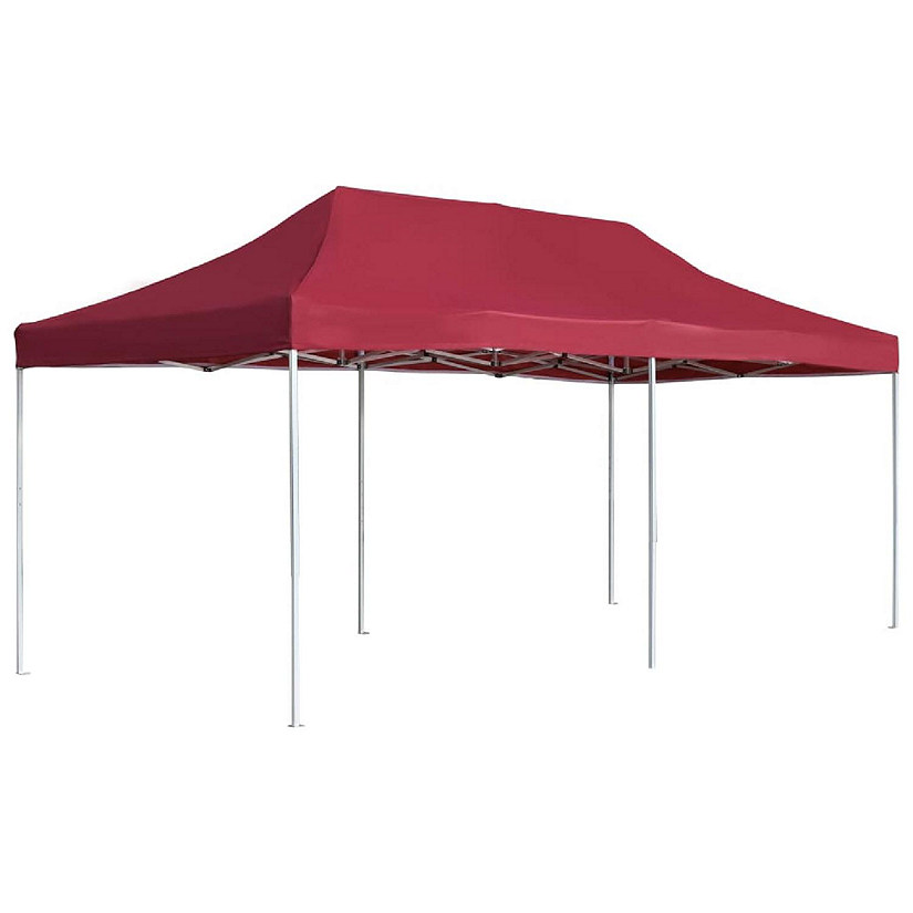 vidaXL Professional Folding Party Tent Aluminum 19.7'x9.8' Wine Red Image