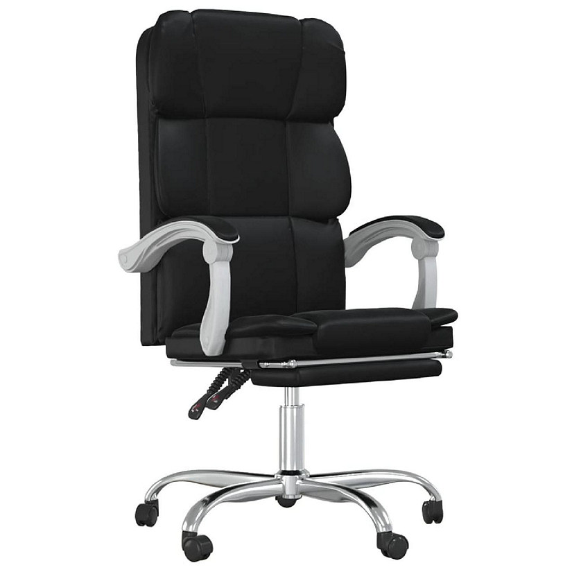 vidaXL Reclining Office Chair Black Faux Leather Image