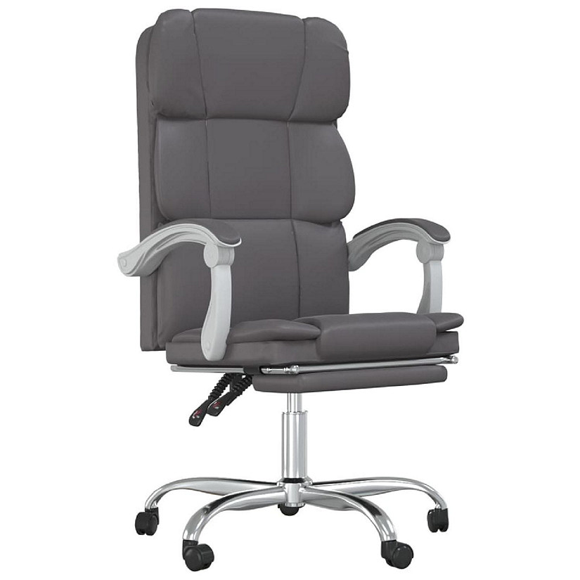 vidaXL Reclining Office Chair Gray Faux Leather Image