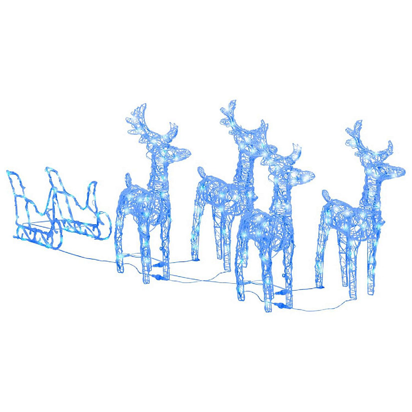 vidaXL Reindeers & Sleigh Christmas Decoration 110.2"x11"x21.7" Acrylic reindeer and sleigh Image