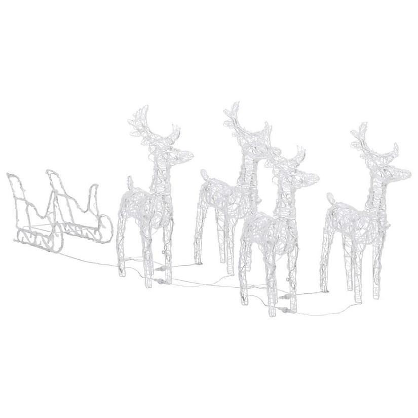 vidaXL Reindeers & Sleigh Christmas Decoration 110.2"x11"x21.7" Acrylic Image