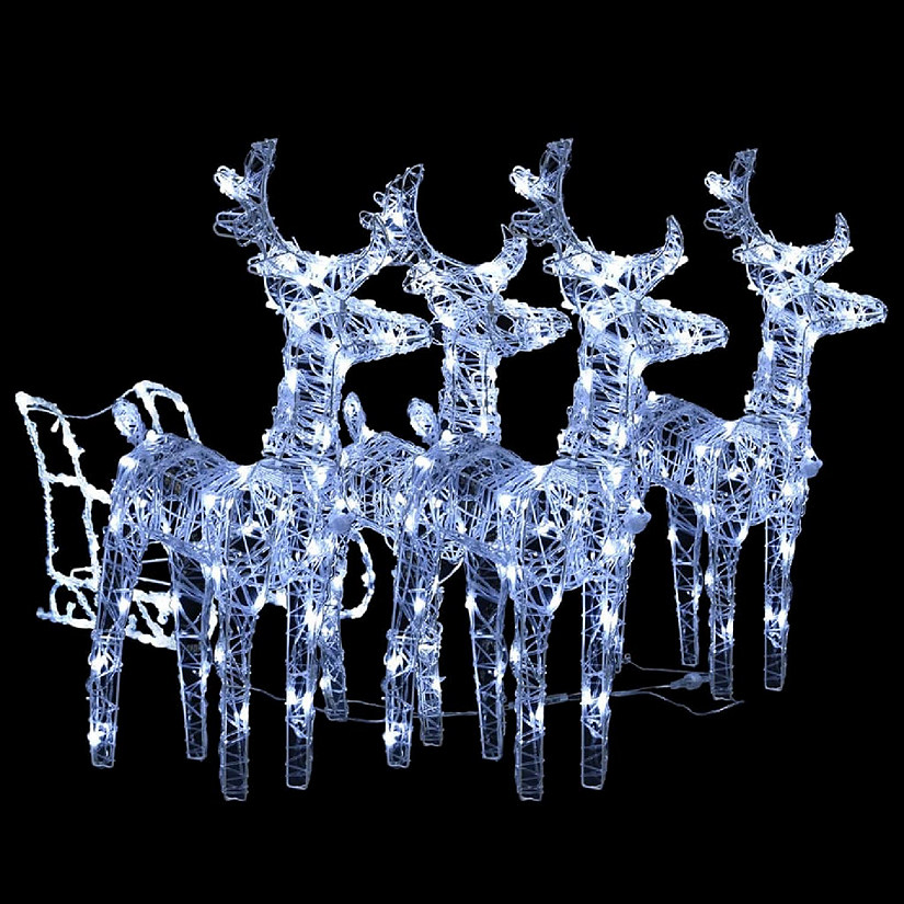 vidaXL Reindeers & Sleigh Christmas Decoration 240 LEDs Xmas Ornament Image