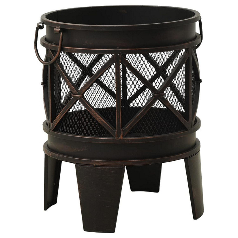 vidaXL Rustic Fire Pit with Poker &#934;16.5"21.3" Steell Image
