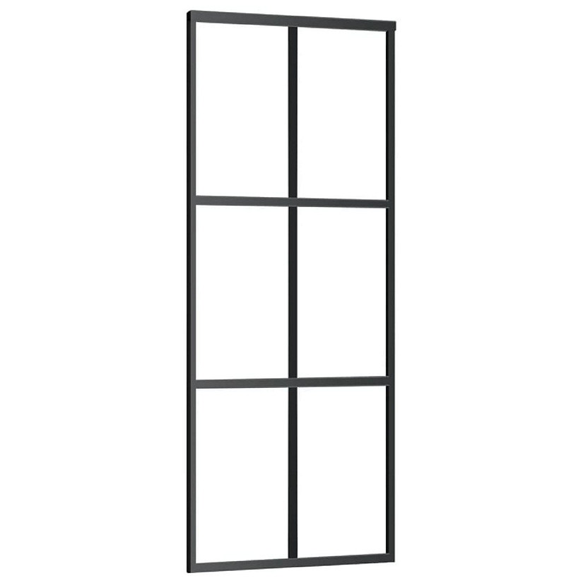 vidaXL Sliding Door ESG Glass and Aluminum 29.9"x80.7" Black Image