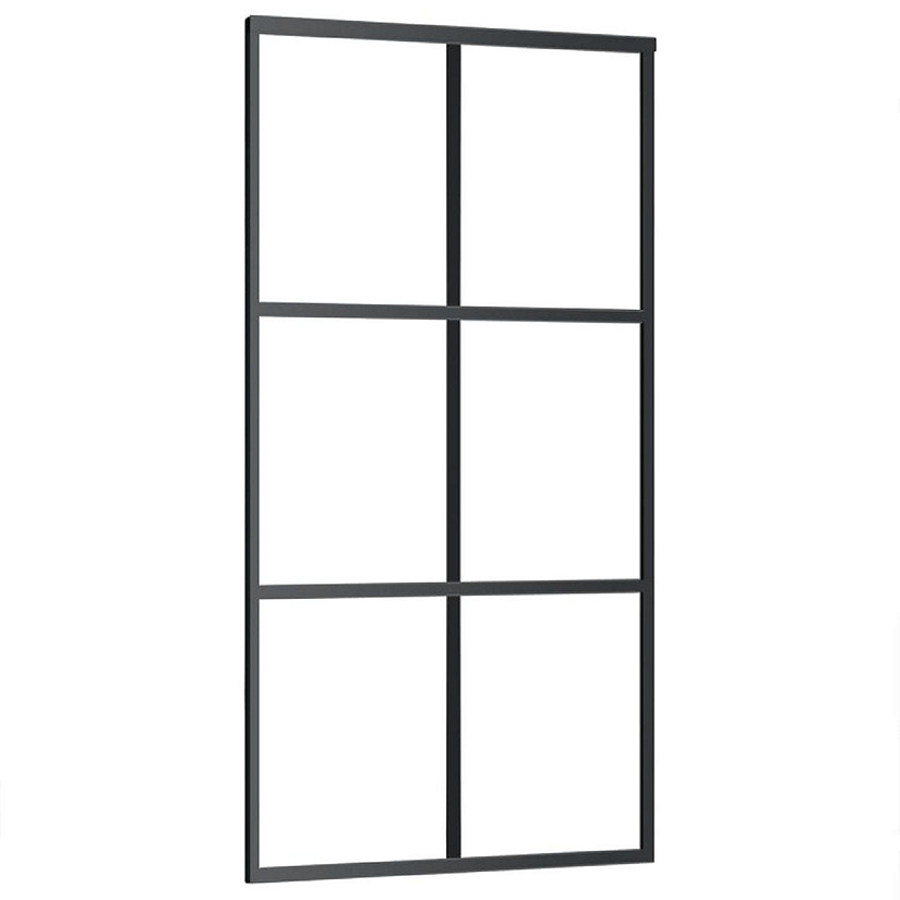 vidaXL Sliding Door ESG Glass and Aluminum 40.2"x80.7" Black Image
