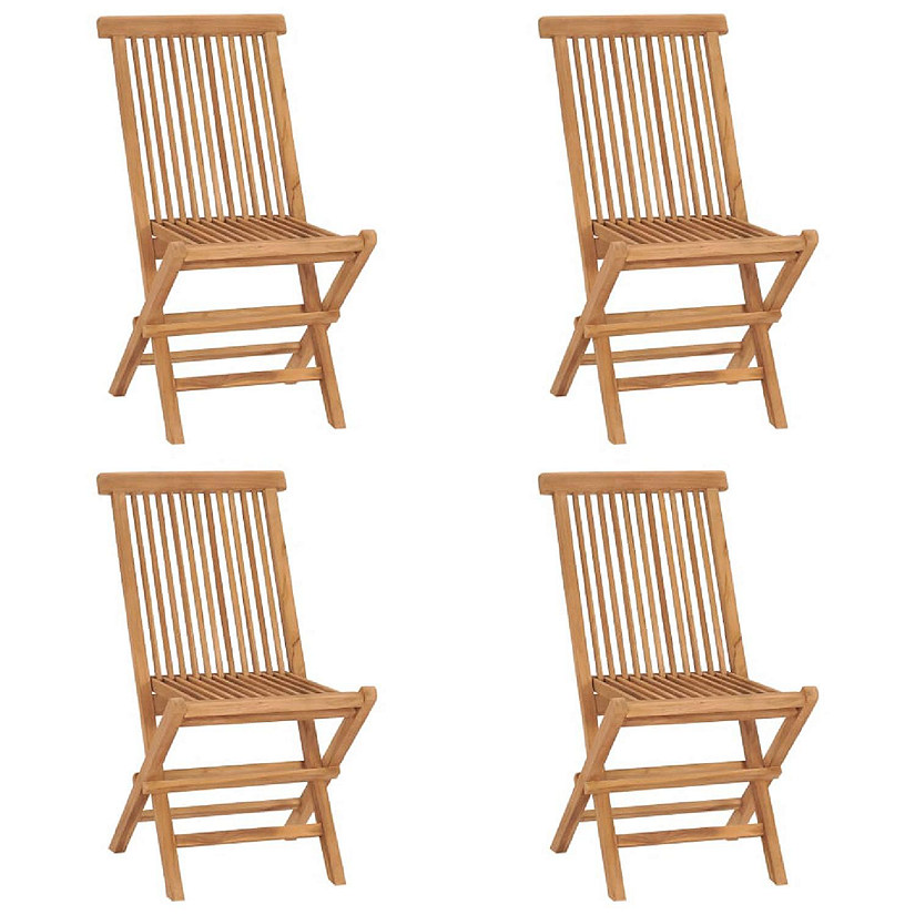 vidaXL Solid Teak Wood Folding Patio Chairs 4 pcs Image