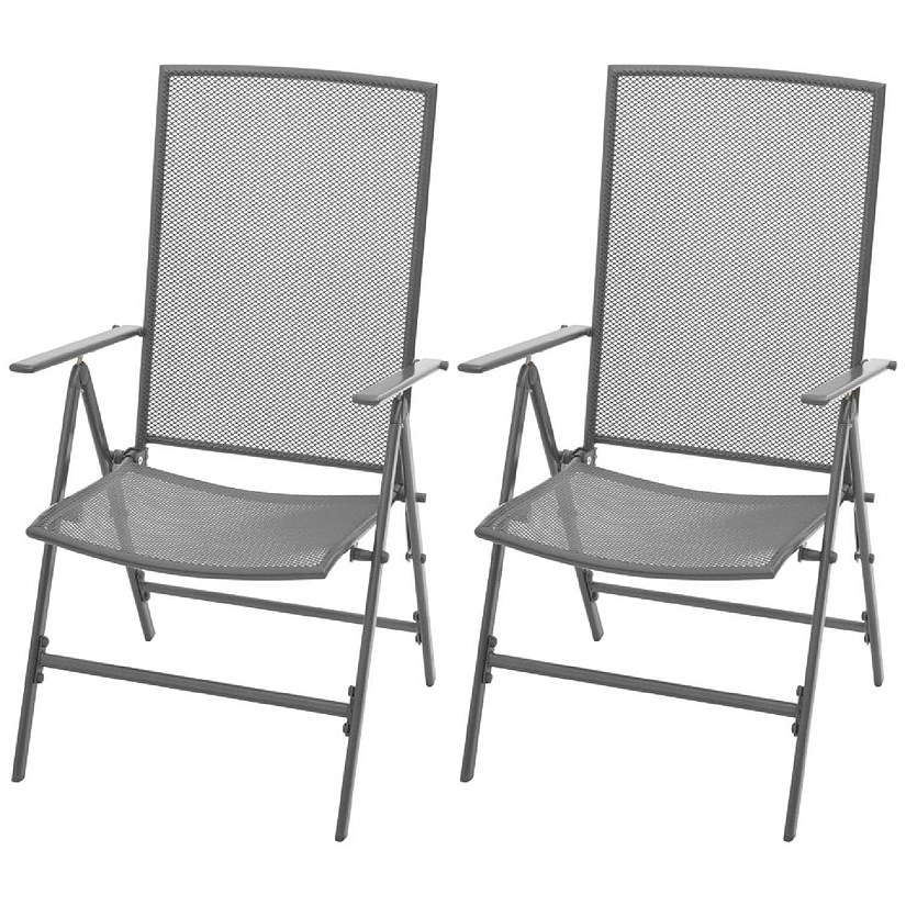 vidaXL Stackable Patio Chairs 2 pcs Steel Anthracite Image