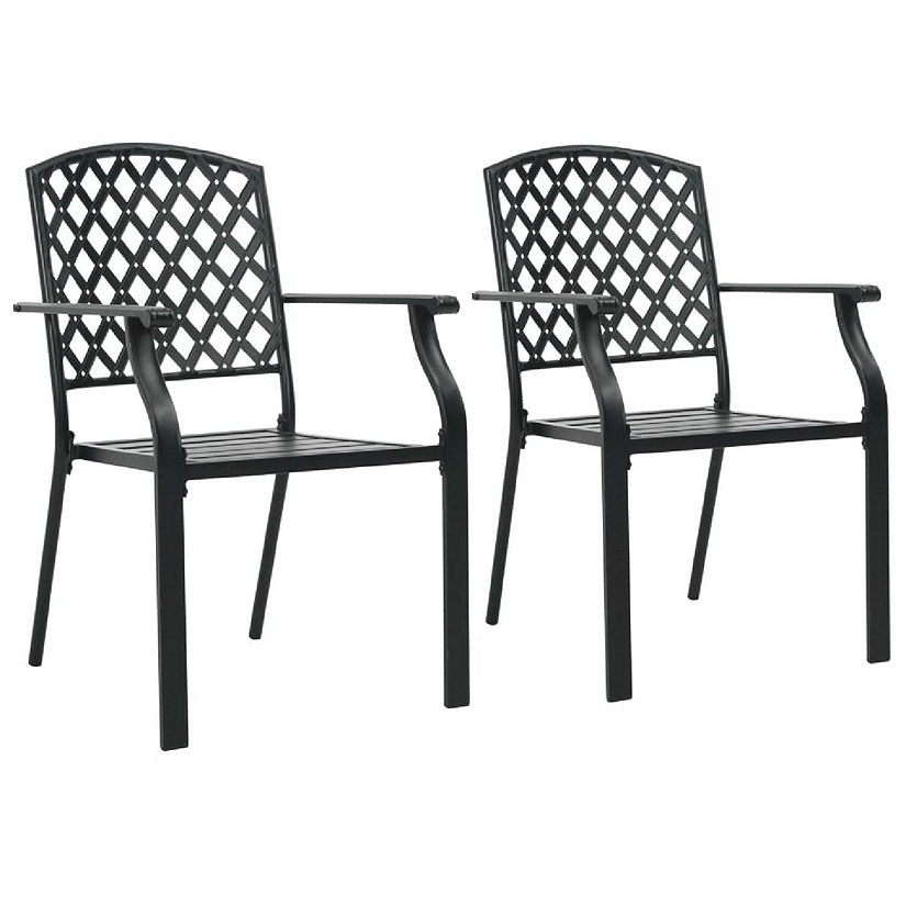 vidaXL Stackable Patio Chairs 2 pcs Steel Black Image